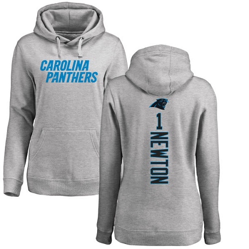 Carolina Panthers Ash Women Cam Newton Backer NFL Football #1 Pullover Hoodie Sweatshirts->carolina panthers->NFL Jersey